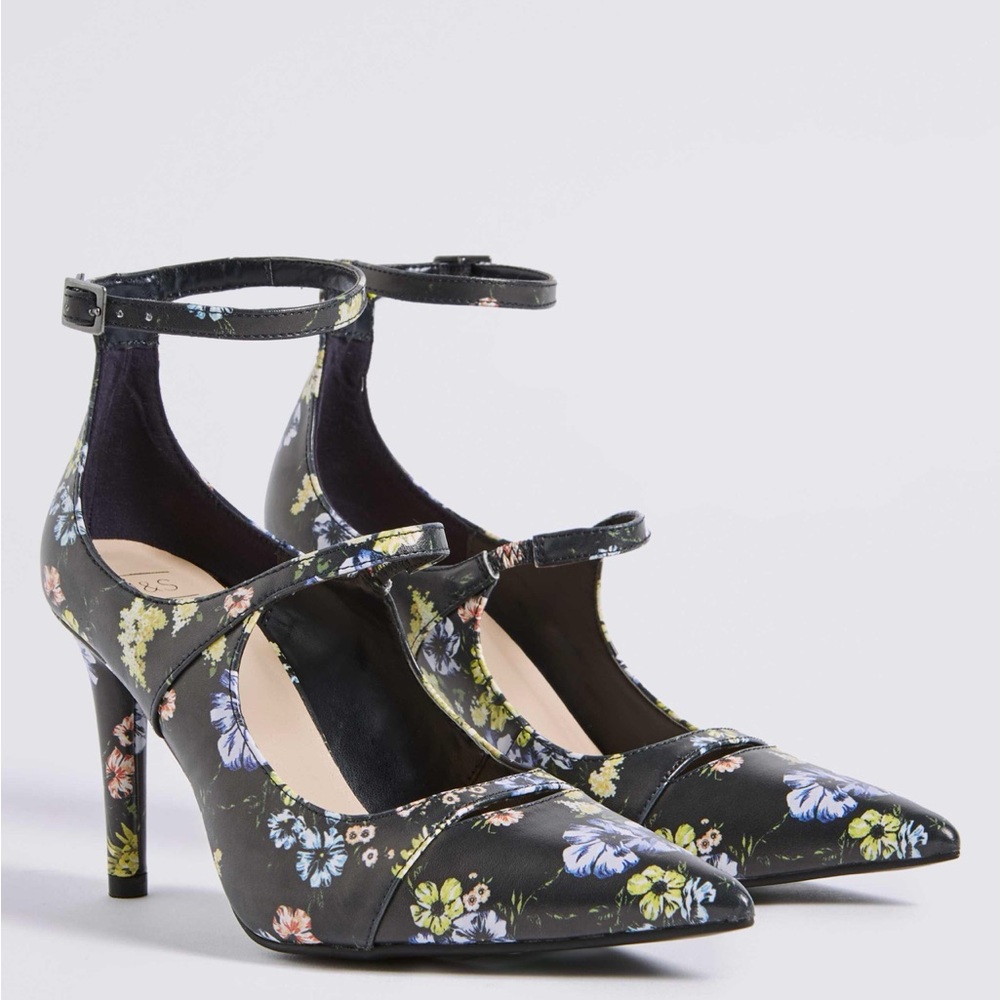 Marks & Spencer Floral Ankle Strap Heels | Pointed Toe Pumps